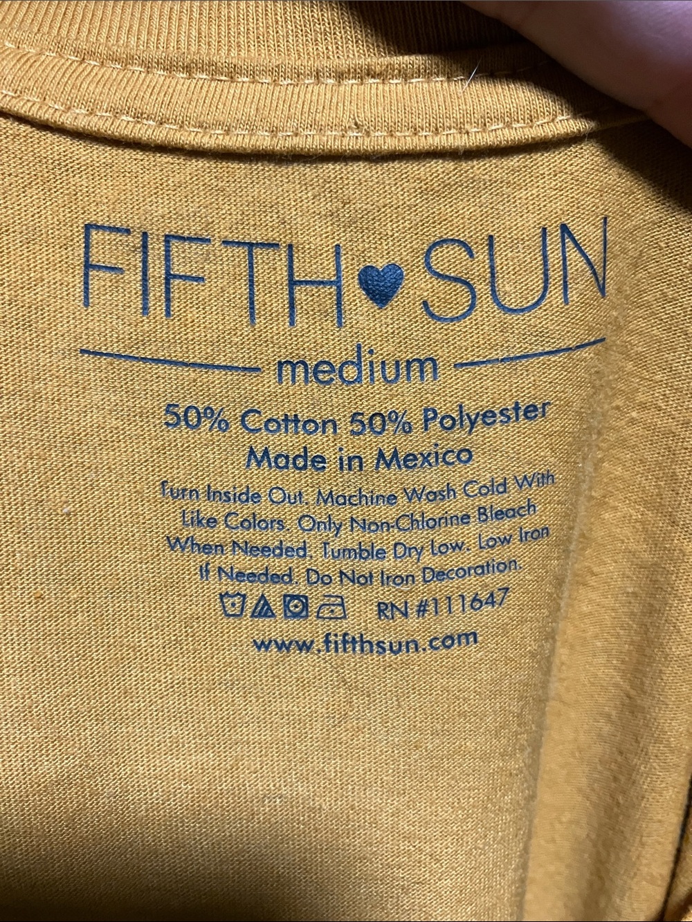 Fifth Sun Mustard Graphic Tee with Navy Print - Picture 2 of 3